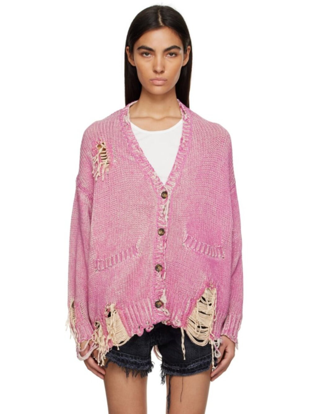 R13 NWOT Pink Jumbo Distressed Cardigan M